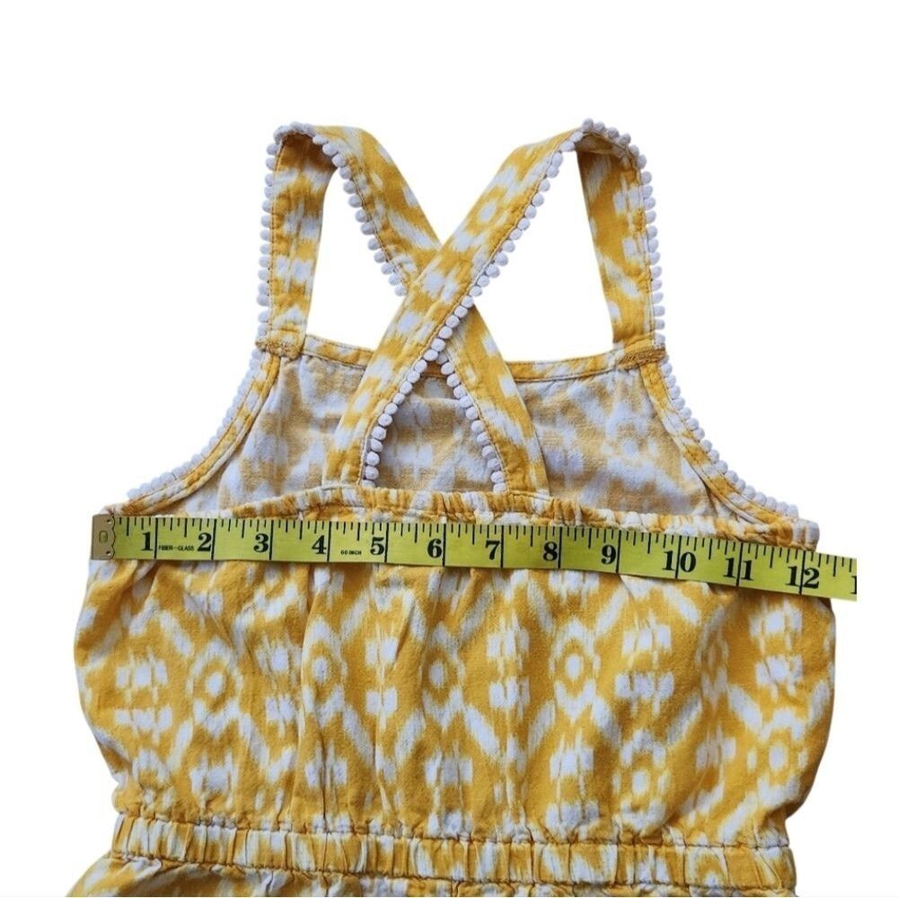 Old Navy Girls Pom-Pom Trim Yellow Cross-Back Strap Romper Sleeveless Size M (8) - Picture 9 of 11